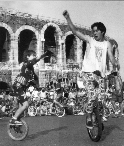 Unicycle dancing at the Verona Games (Karin Hertzer photo)