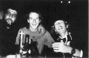 Haggis McLeod (c) John Wilkins (r) and a friend (l) revel at the final night's celebration (photo courtesy John Wilkins)