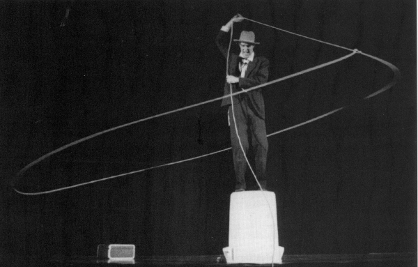 The best Lithuanian Jewish Cowboy Juggler in Southeast Portland, David Lichtenstein, working up to a big yee-haw!  (Stuart Celarier photo)