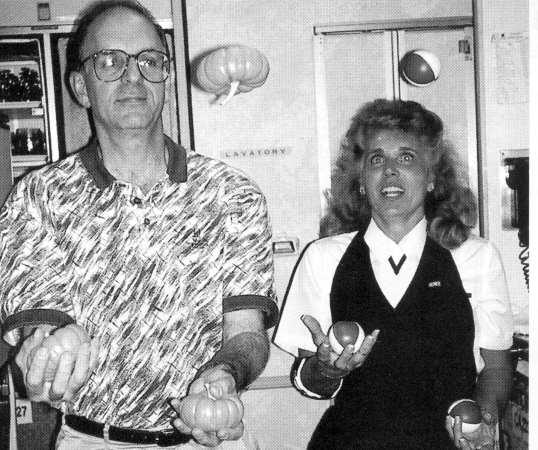 Norm Estin involves a flight attendant in his airborne act.