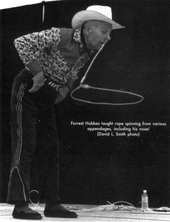Forrest Hobbes taught rope spinning from varius appendages, including his nose!  (David L. Smith photo)