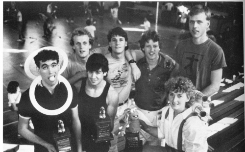Groundhog award winners (l-r) Benji Hill and (front) Barry Abraham. Manic Expressions behind them (l-r) are Wally Long, Rebel Bailey, Tommy Gabriel, Mark Lippard and K. C. Canter. 