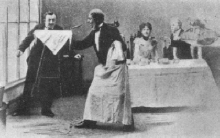 2. Garcon No. 1 throws the cigar from the table into his mouth.
