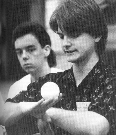 James Ernest, author of "Contact Juggling", demonstrates the art in a St. Louis Festival workshop.  (Giduz photo)