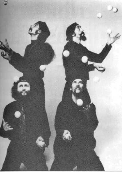 The K's chemistry has overcome logistical challenges to successfully move their street act to the stage.  (Clockwise from top left:  Magid, Patterson, Furst, and Williams)