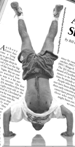 Handstand pushups build strong juggling bodies.