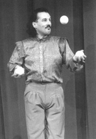Dick Franco eyeballs a ball in performance at the Cascade of Stars Show that he produced for the festival.