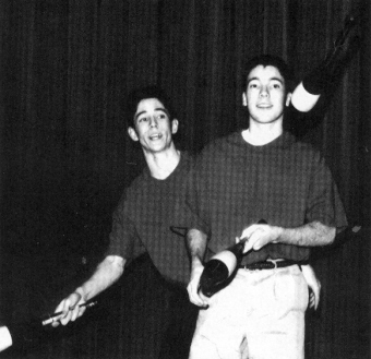 St. Ignatius jugglers Greg Blaha and Reese Edwards